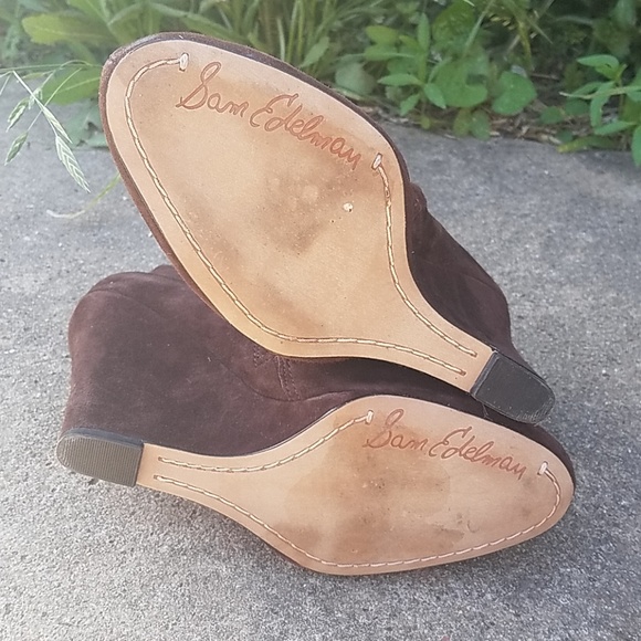 Sam Edelman Brown Suede Wedges 7 - Picture 7 of 9